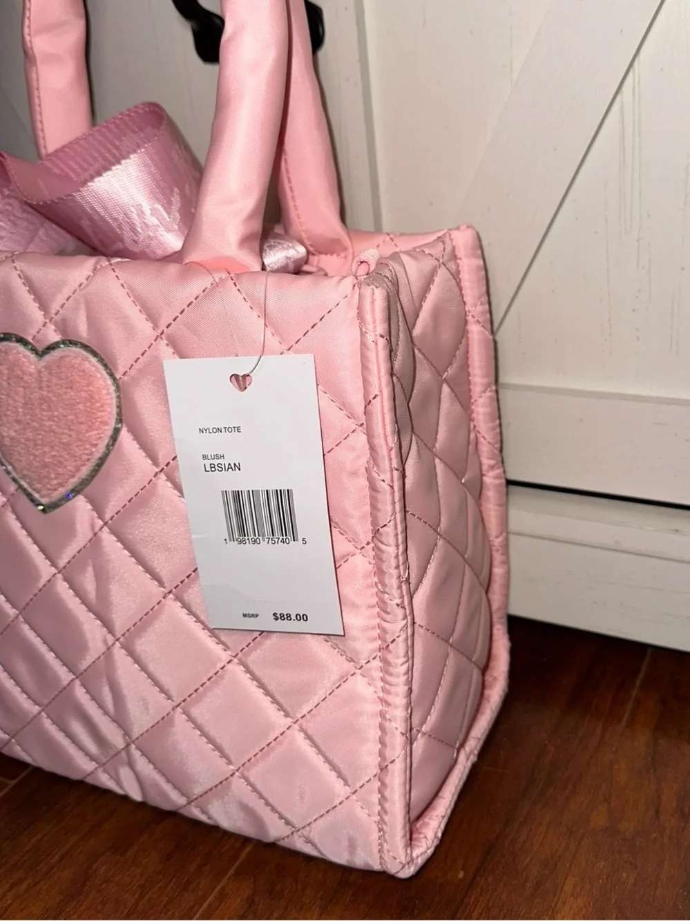 Betsey Johnson LBSIAN Quilted Heart Tote in Blush Pink - Picture 2 of 2